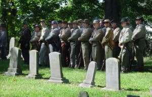 Civil War reenactment at the Waterford cemetery in Loudoun County Virginia